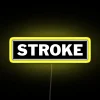 Neon sign with a yellow background and stroke design.