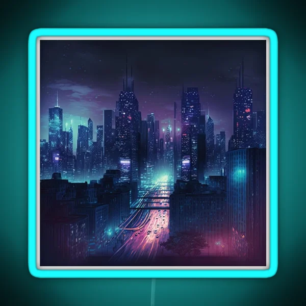 Structure Downtown Building City Skyline RGB Neon Sign