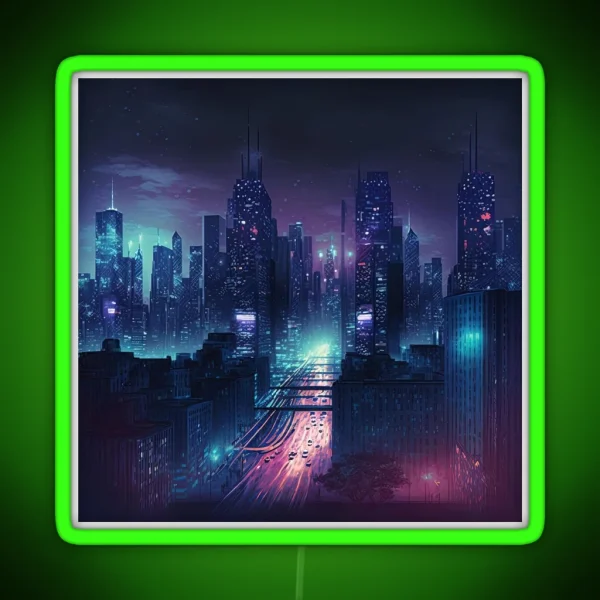 Structure Downtown Building City Skyline RGB Neon Sign