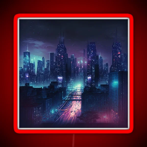 Structure Downtown Building City Skyline RGB Neon Sign