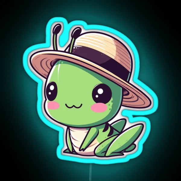 Stylish Grasshopper With Hat RGB Neon Sign