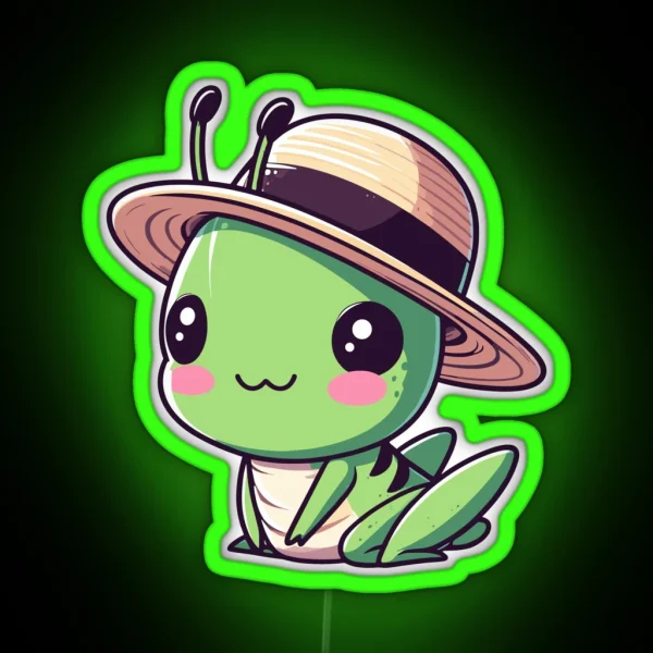 Stylish Grasshopper With Hat RGB Neon Sign