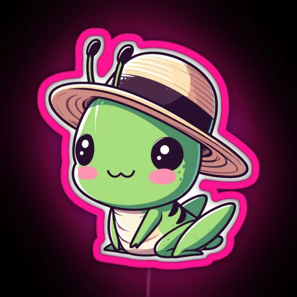 Stylish Grasshopper With Hat RGB Neon Sign