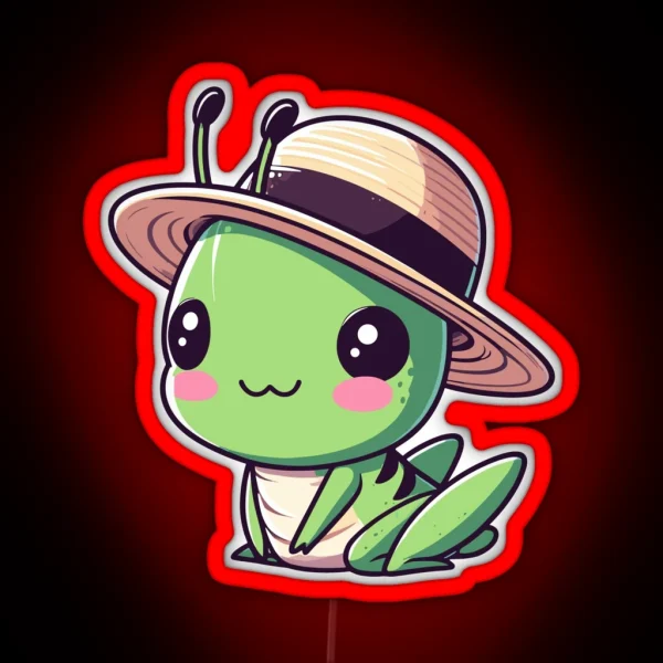 Stylish Grasshopper With Hat RGB Neon Sign