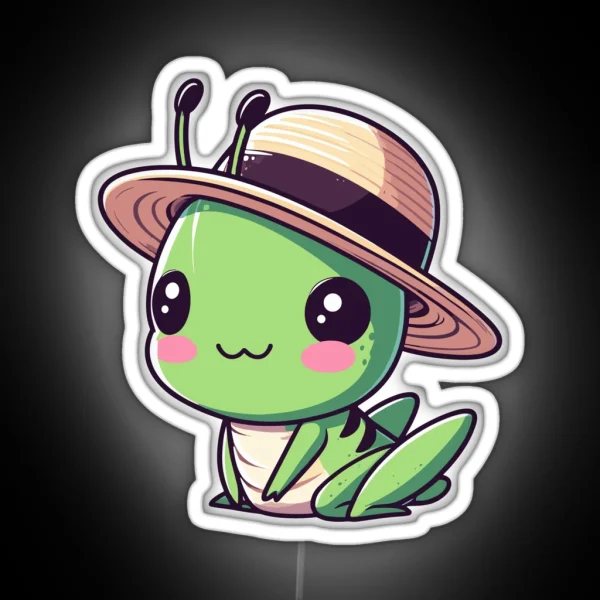 Stylish Grasshopper With Hat RGB Neon Sign