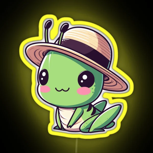 Stylish Grasshopper With Hat RGB Neon Sign
