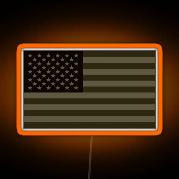 Subdued Olive Drab Military US Flag RGB Neon Sign