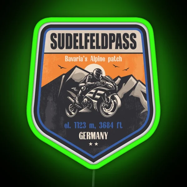Sudelfeldpass Germany Motorcycling Mountain RGB Neon Sign