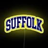 Suffolk University College neon sign with curved font