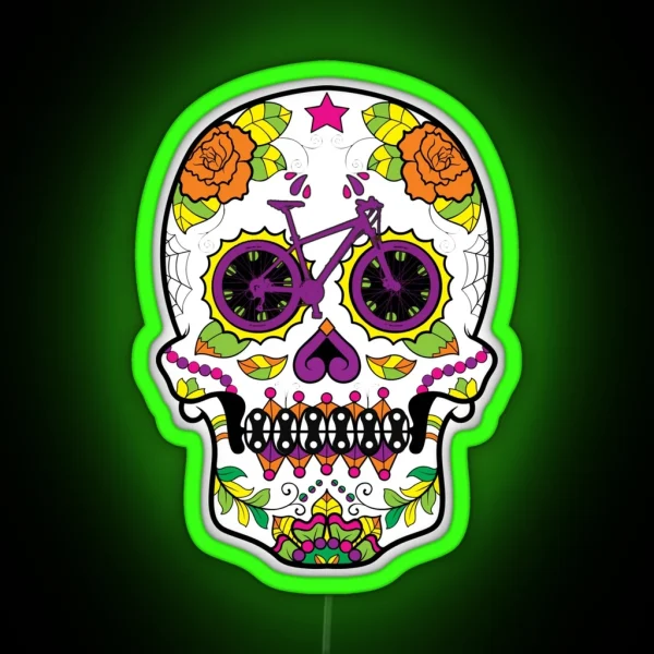 Sugar Skull Dia De Los Muertos MTB Halloween RGB Neon Sign