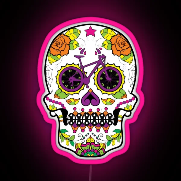Sugar Skull Dia De Los Muertos MTB Halloween RGB Neon Sign