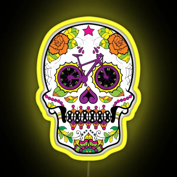 Sugar Skull Dia De Los Muertos MTB Halloween RGB Neon Sign