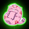 Neon sign with Sukuna Catto logo in green color.