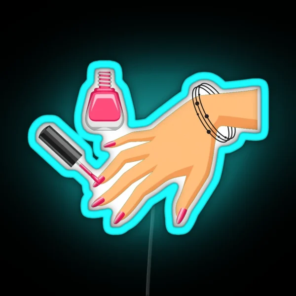 Summer Pink Nails Black Bracelete RGB Neon Sign