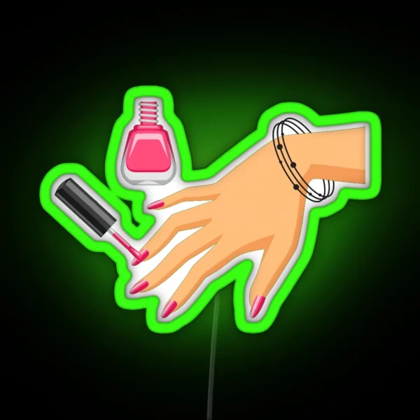 Summer Pink Nails Black Bracelete RGB Neon Sign
