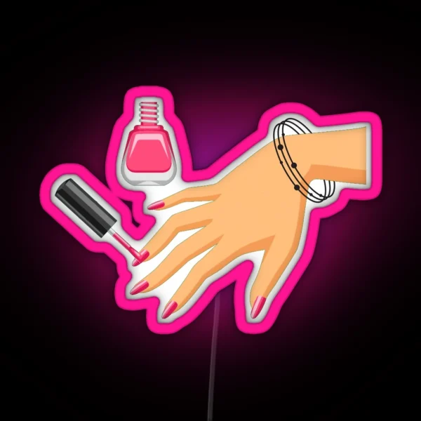 Summer Pink Nails Black Bracelete RGB Neon Sign