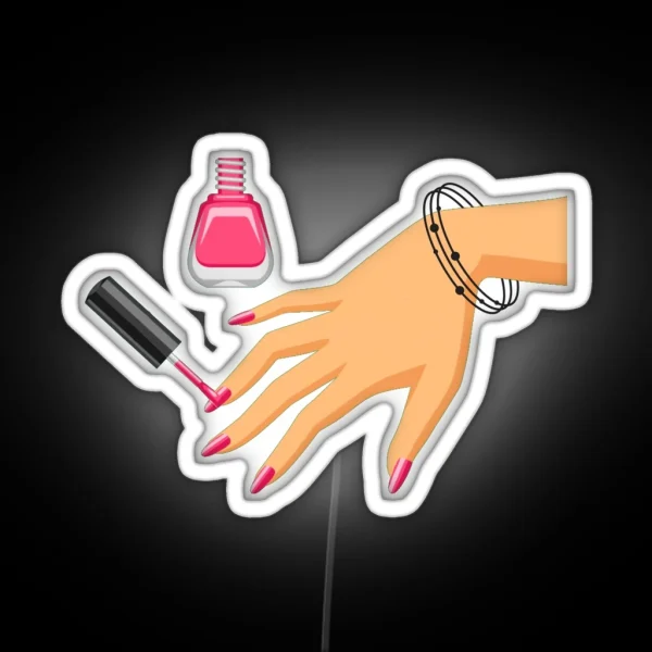 Summer Pink Nails Black Bracelete RGB Neon Sign
