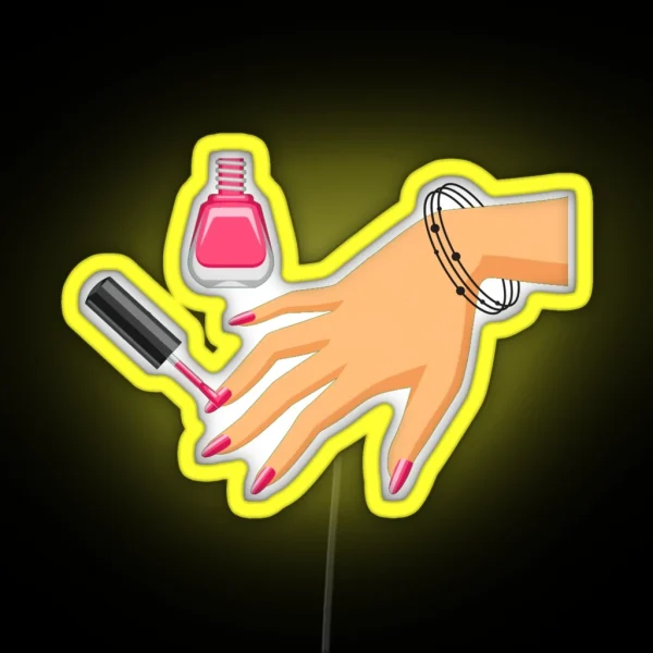 Summer Pink Nails Black Bracelete RGB Neon Sign