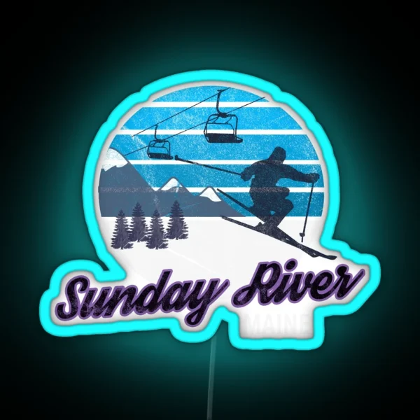 Sunday River Newry Maine New England USA Ski Resort Snowboarding Winter Skiing Wear Led Hoodies Sweaters And Jumpers RGB Neon Sign