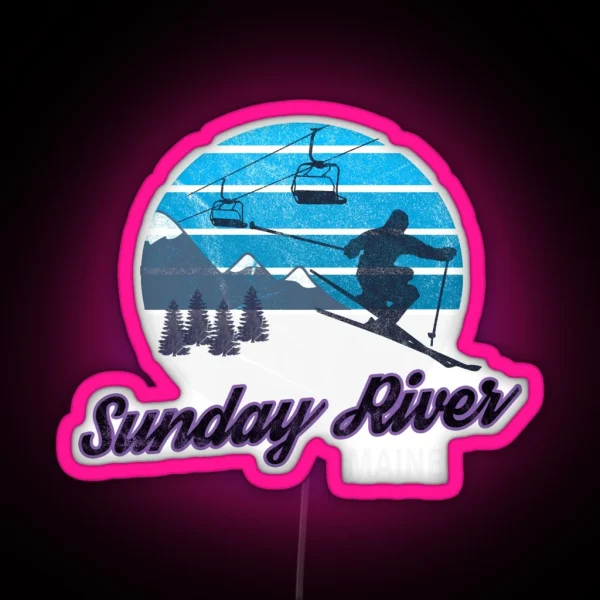 Sunday River Newry Maine New England USA Ski Resort Snowboarding Winter Skiing Wear Led Hoodies Sweaters And Jumpers RGB Neon Sign