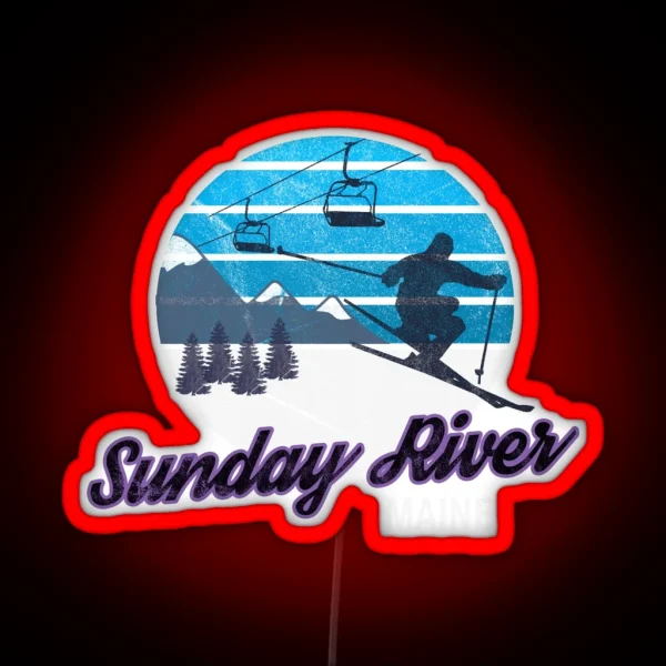 Sunday River Newry Maine New England USA Ski Resort Snowboarding Winter Skiing Wear Led Hoodies Sweaters And Jumpers RGB Neon Sign