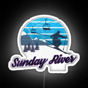 Sunday River Newry Maine New England USA Ski Resort Snowboarding Winter Skiing Wear Led Hoodies Sweaters And Jumpers RGB Neon Sign