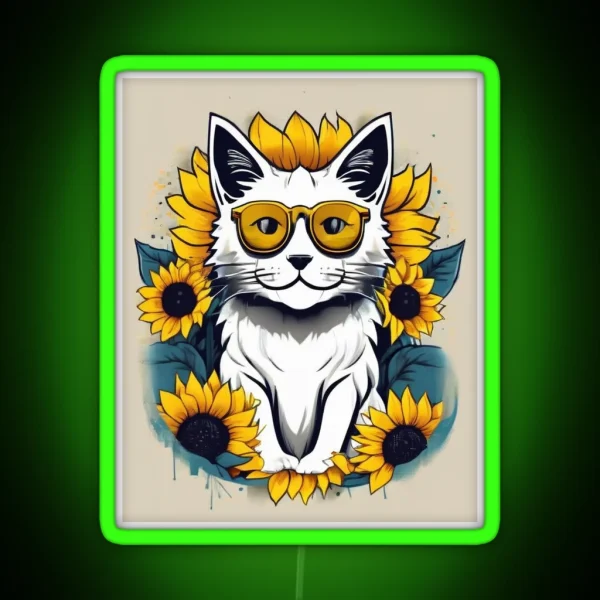 Sunflower Cat 2 RGB Neon Sign