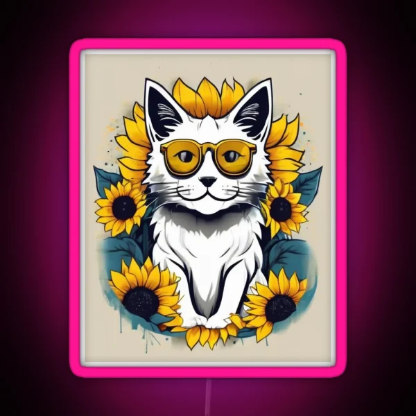 Sunflower Cat 2 RGB Neon Sign