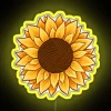 Vibrant yellow sunflowers with neon details in a colorful yarn aesthetic.