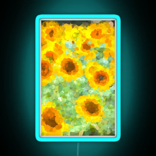 Sunflowers Monet Style RGB Neon Sign