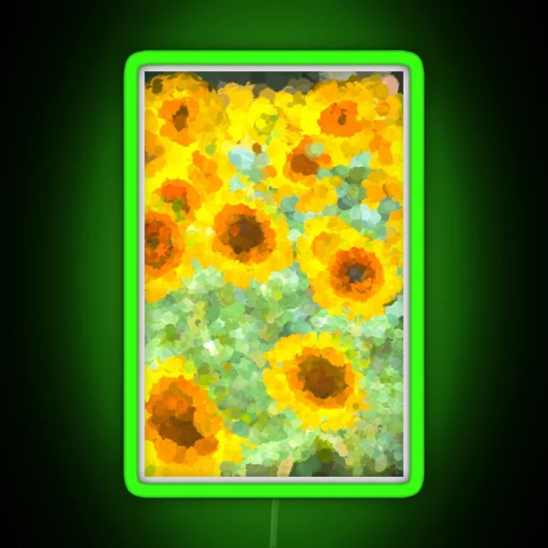Sunflowers Monet Style RGB Neon Sign