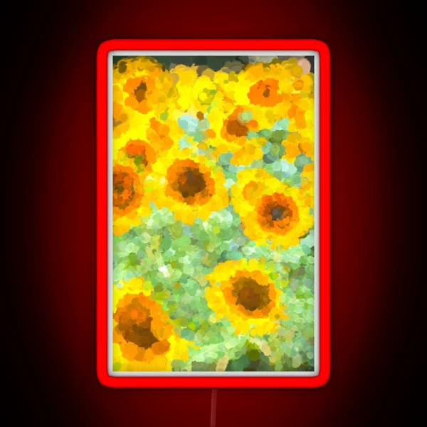 Sunflowers Monet Style RGB Neon Sign