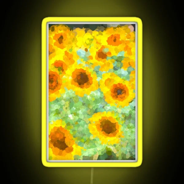 Sunflowers Monet Style RGB Neon Sign
