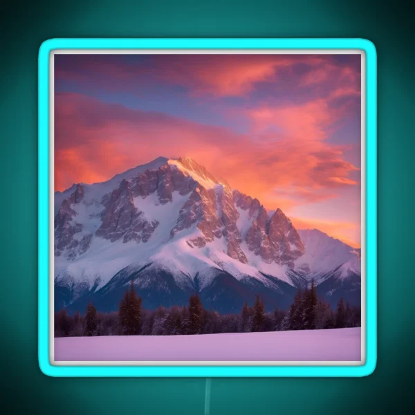 Sunrise Over Snowy Mountains RGB Neon Sign