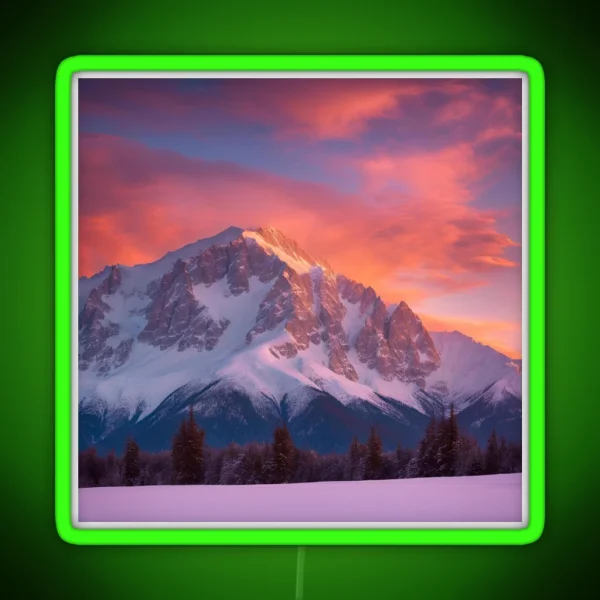 Sunrise Over Snowy Mountains RGB Neon Sign