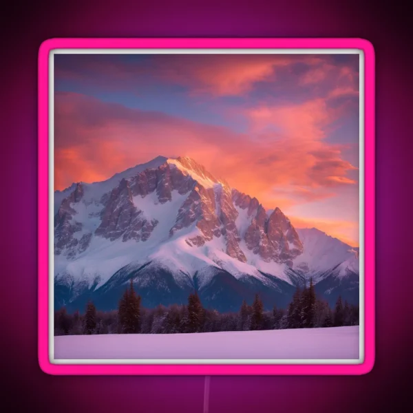 Sunrise Over Snowy Mountains RGB Neon Sign
