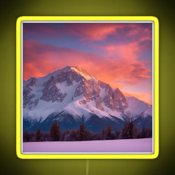 Sunrise Over Snowy Mountains RGB Neon Sign