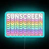 Neon sign with colorful, glowing letters spelling out 'sunsceen' in a modern, eye-catching design.