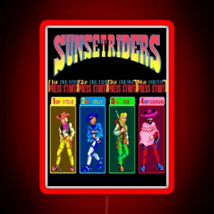 Sunset Riders Character Select RGB Neon Sign