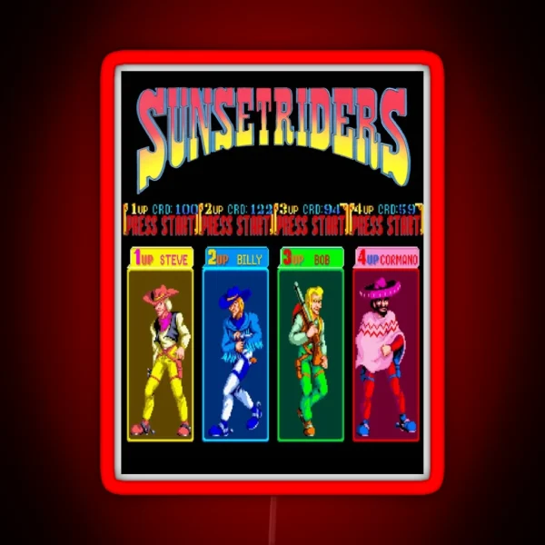 Sunset Riders Character Select RGB Neon Sign