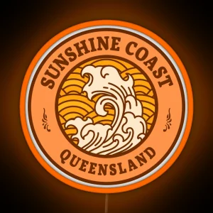Sunshine Coast Waves Retro Badge RGB Neon Sign