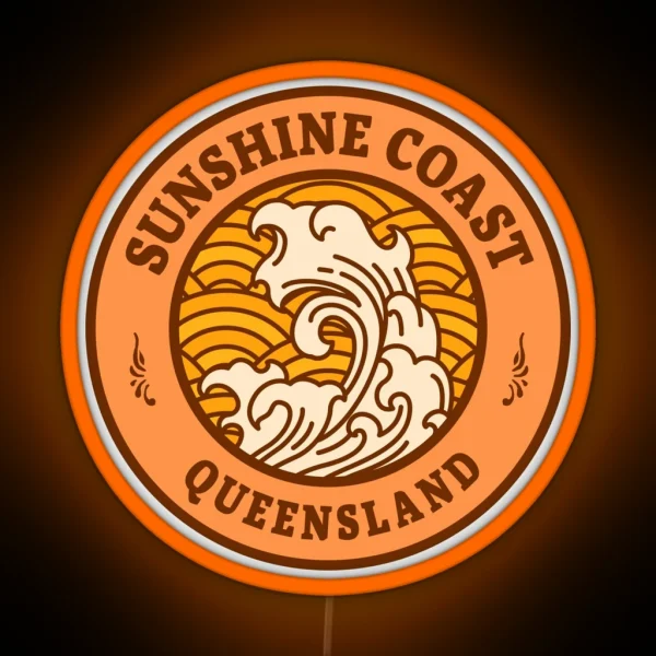 Sunshine Coast Waves Retro Badge RGB Neon Sign