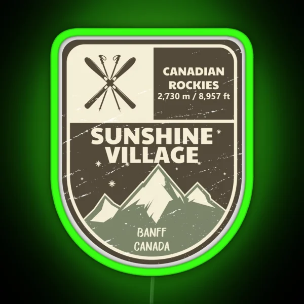 Sunshine Village Canada Canadian Rockies RGB Neon Sign