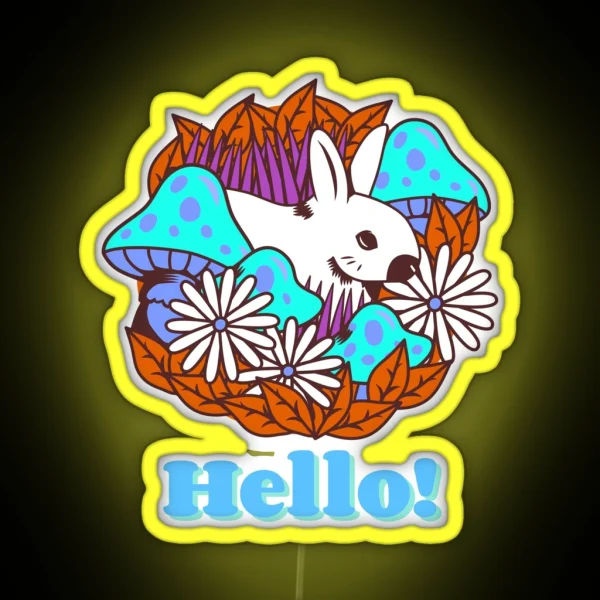 Super Cute Kawaii Fly Agaric Mushroom With Rabbit Cute RGB Neon Sign