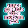 Ultra modern neon sign with a female silhouette in bright blue RGB colors.