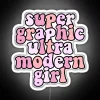 Neon sign with modern design and colorful LED lights.