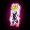 Neon-lit RGB sign featuring Gohan in Super Saiyan 2 form with pink accents.