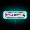 Colorful Supermoto logo with neon sign and camouflage design.