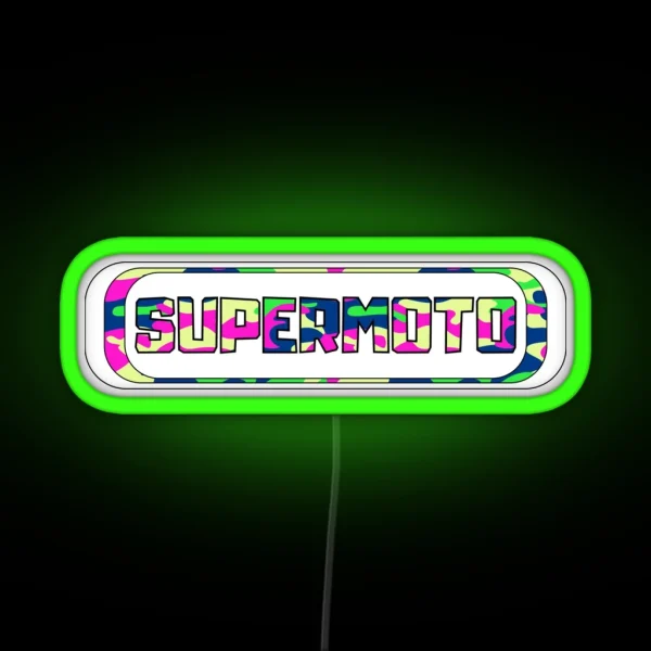 Supermoto Logo Colorful Camouflage RGB Neon Sign