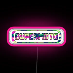 Supermoto Logo Colorful Camouflage RGB Neon Sign